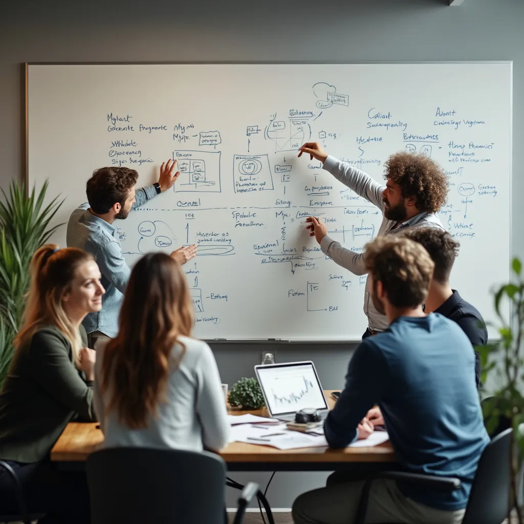 Session de brainstorming d'équipe sur des solutions IA